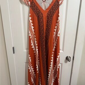 Bohemian Maxi Dress in Orange, white and Black